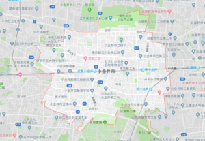 小金井市の地図画像